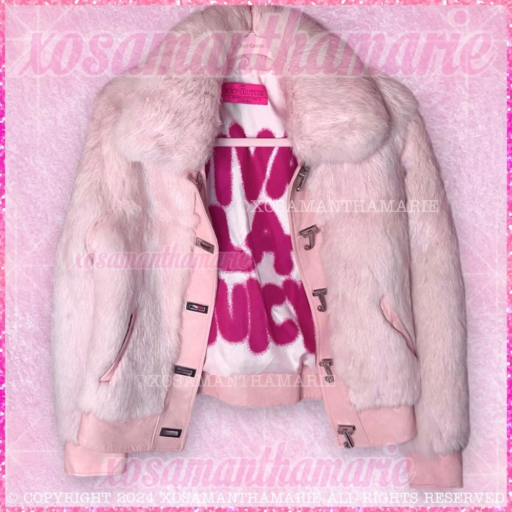 Juicy Couture Pink Rabbit Fur Jacket - Picture 8 of 16